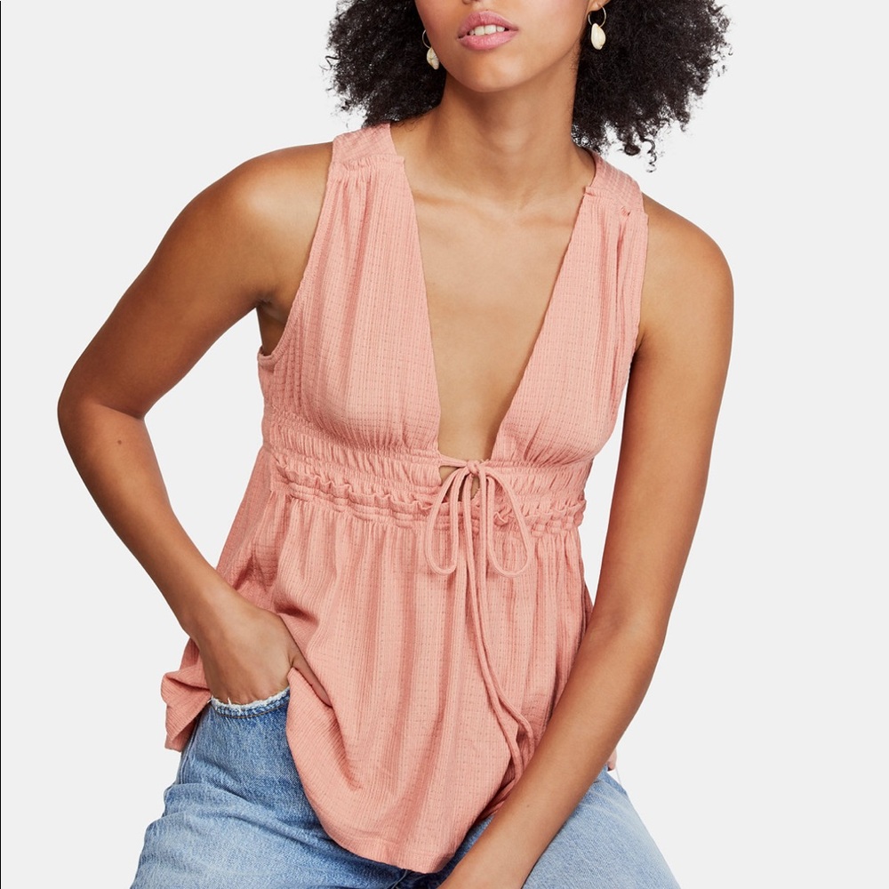 Free People Beach Bound Rouched Tank Top Size L